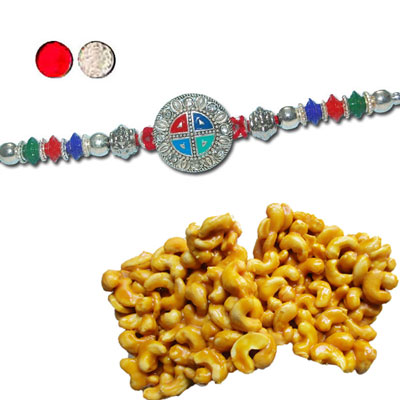 "Rakhi - ZR-5550 A (Single Rakhi), 250gms of KajuPakam Sweet - Click here to View more details about this Product